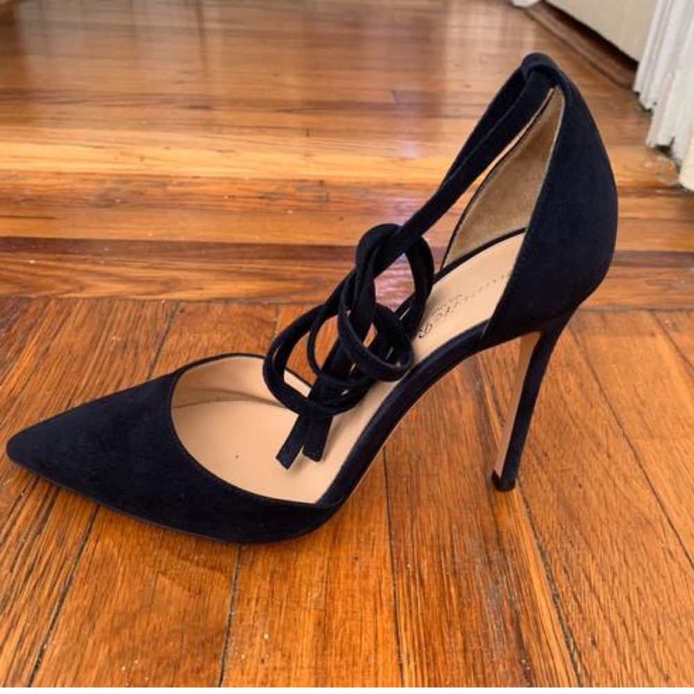 Gianvito Rossi Blue Suede Dorsay Ankle Strap Heels - Picture 5 of 13